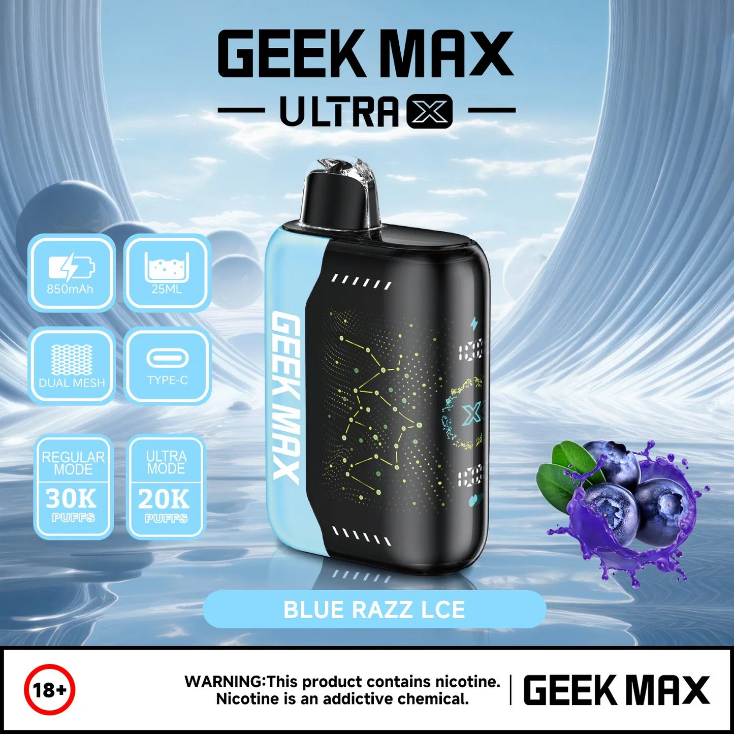 Geek Max Ultra X 30K Disposable Device (20mg/ml)(Box of 5)[ONTARIO] -