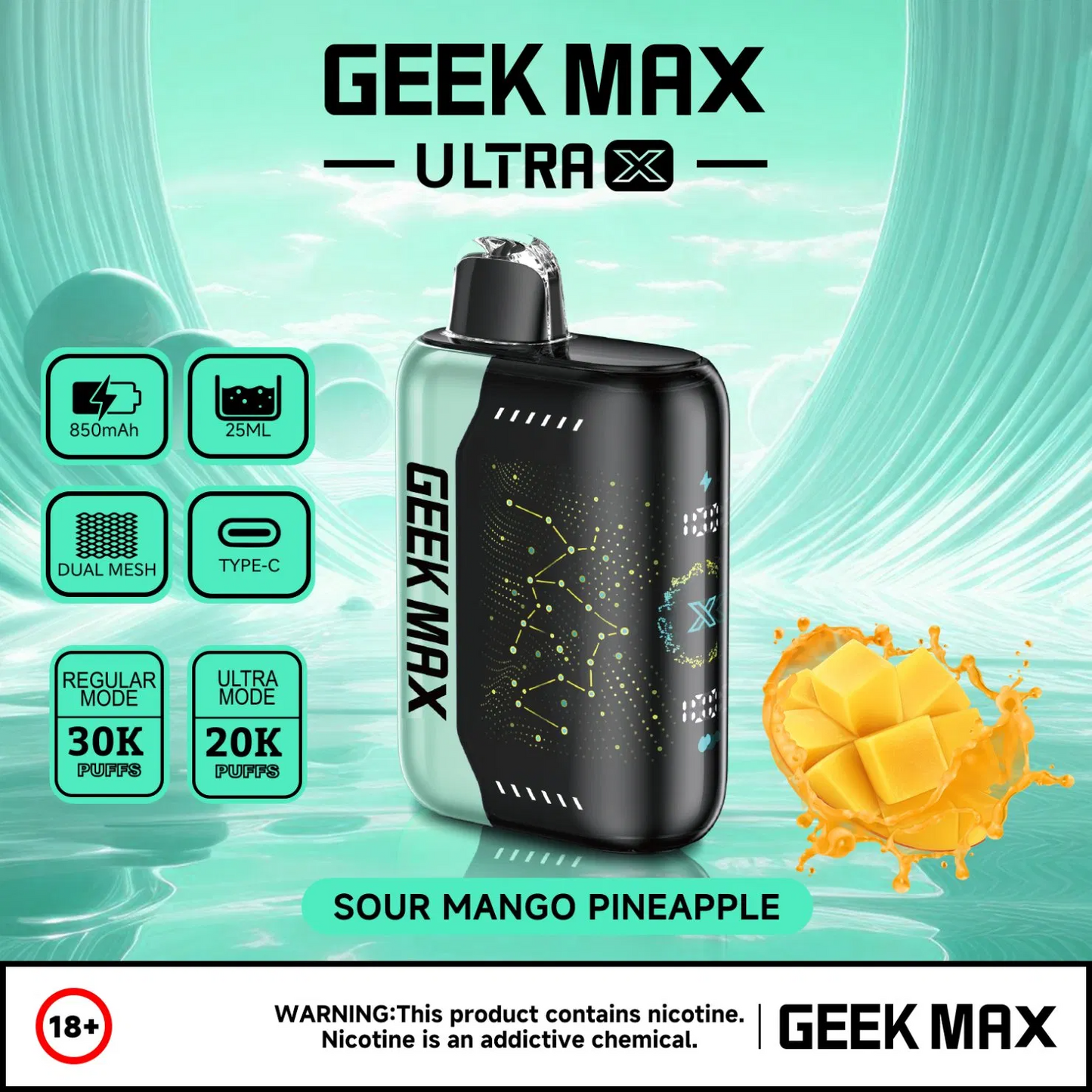 Geek Max Ultra X 30K Disposable Device (20mg/ml)(Box of 5)[ONTARIO] -
